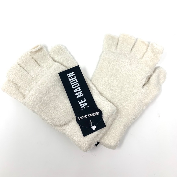 Steve Madden Accessories - Steve Madden Ivory Women's Soft Fuzzy Fingerless Texting Ivory Gloves